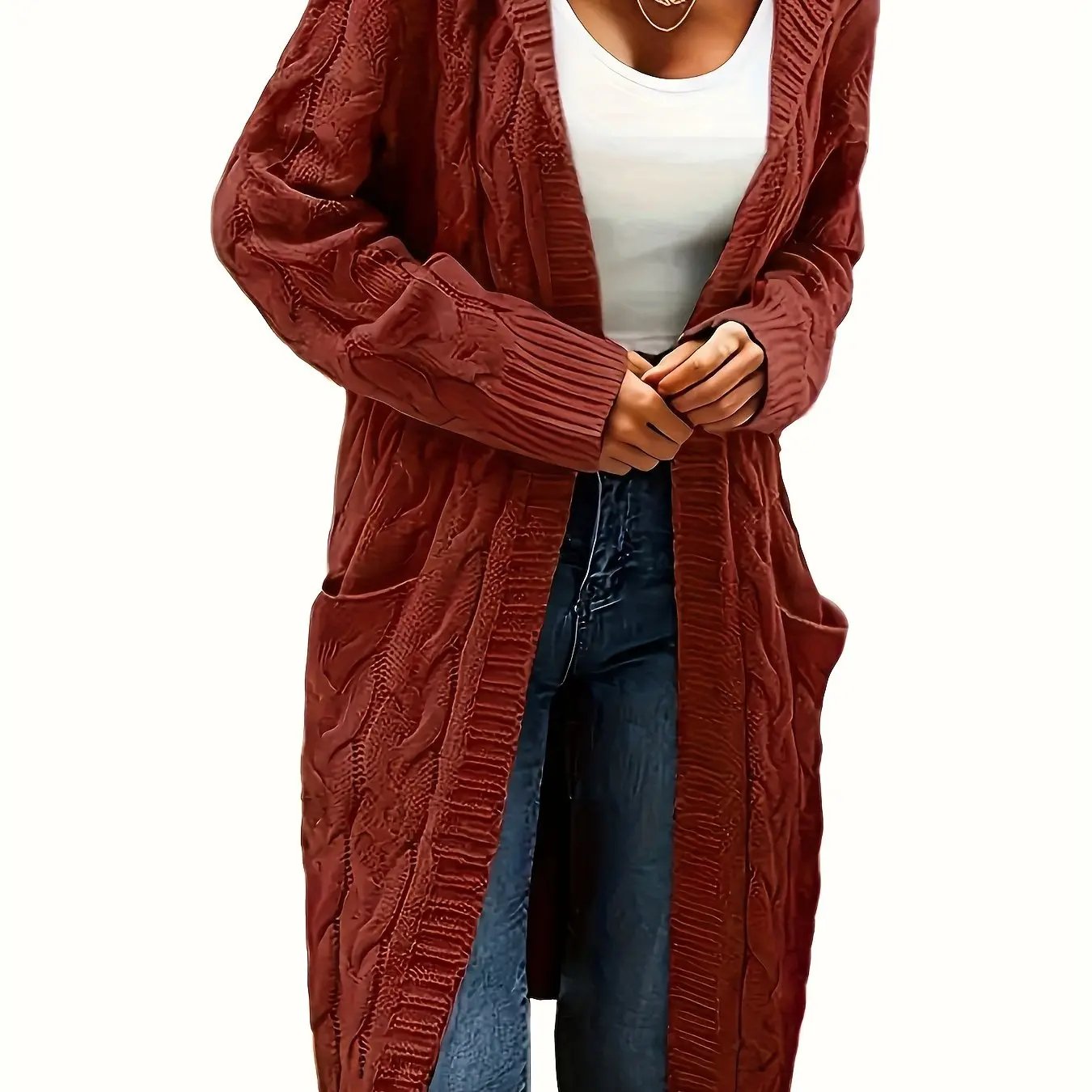 WOMEN’S MID-LENGTH HOODED KNIT CARDIGAN SOLELII