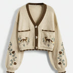 WOMEN’S EMBROIDERED COLOR BLOCK CARDIGAN SOLELII