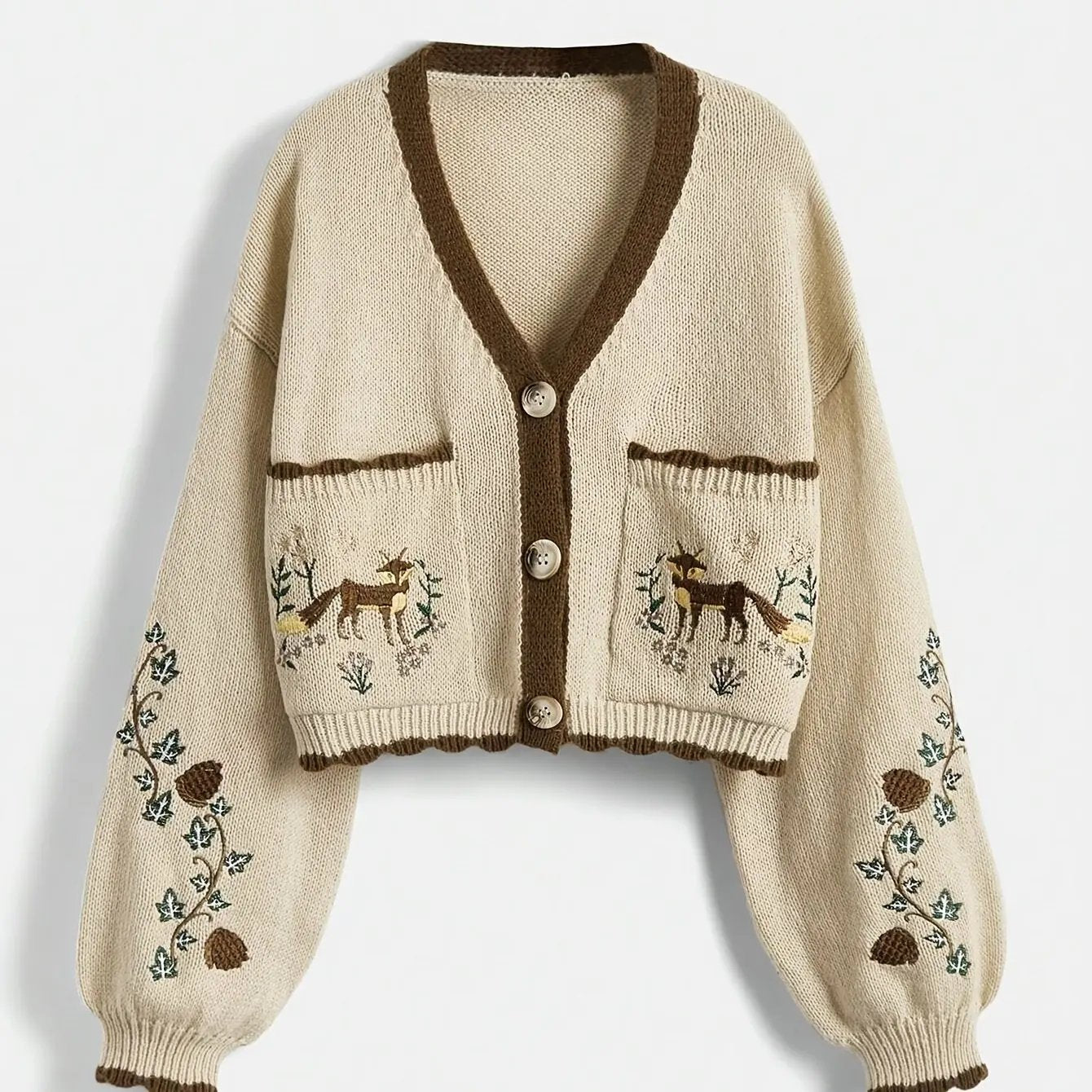 WOMEN’S EMBROIDERED COLOR BLOCK CARDIGAN SOLELII