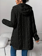 Women’s Hooded Jacquard Plush Cardigan SOLELII