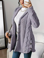 Women’s Hooded Jacquard Plush Cardigan SOLELII