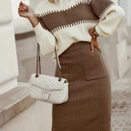 WOMEN’S COLOR BLOCK KNIT SWEATER SET SOLELII