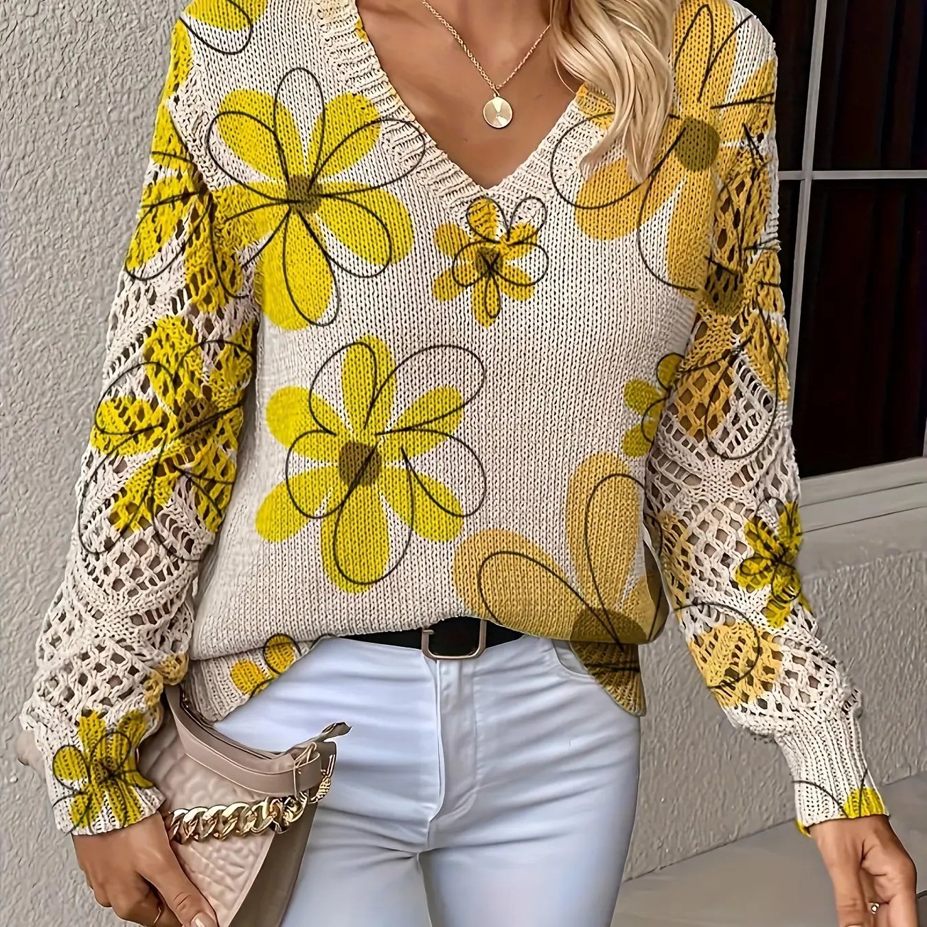 WOMEN’S ELEGANT V-NECK SWEATER ALL SEASON SOLELII
