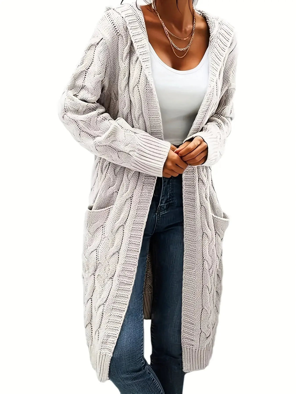 WOMEN’S MID-LENGTH HOODED KNIT CARDIGAN SOLELII