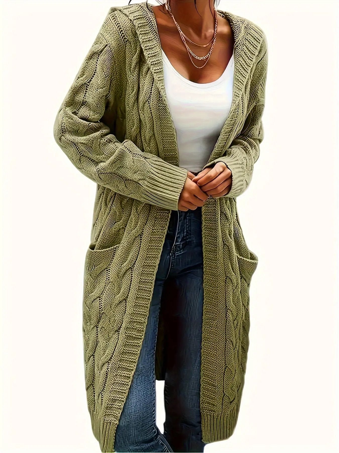 WOMEN’S MID-LENGTH HOODED KNIT CARDIGAN SOLELII