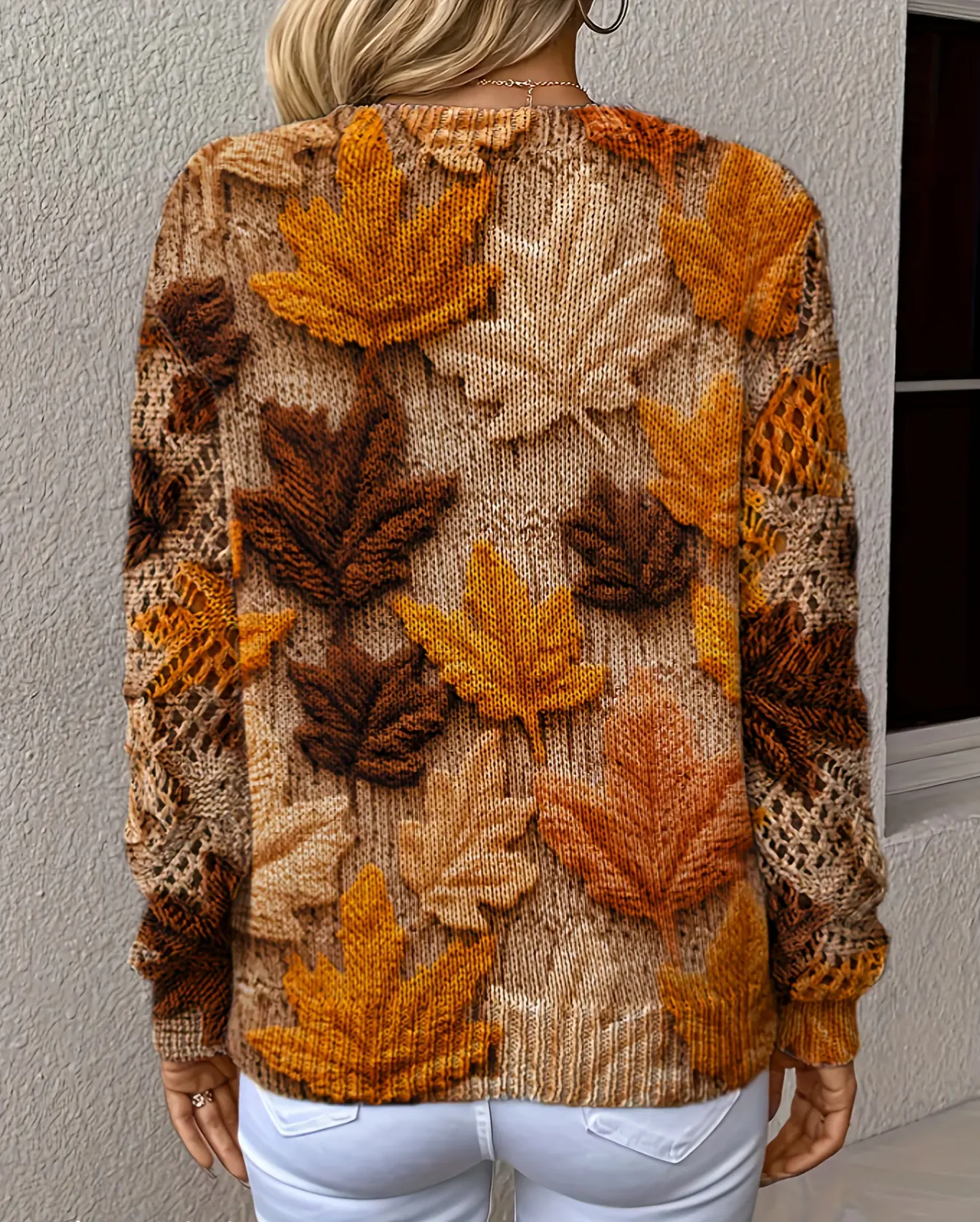 WOMEN’S BOHEMIAN V-NECK LEAF PRINT TOP SOLELII