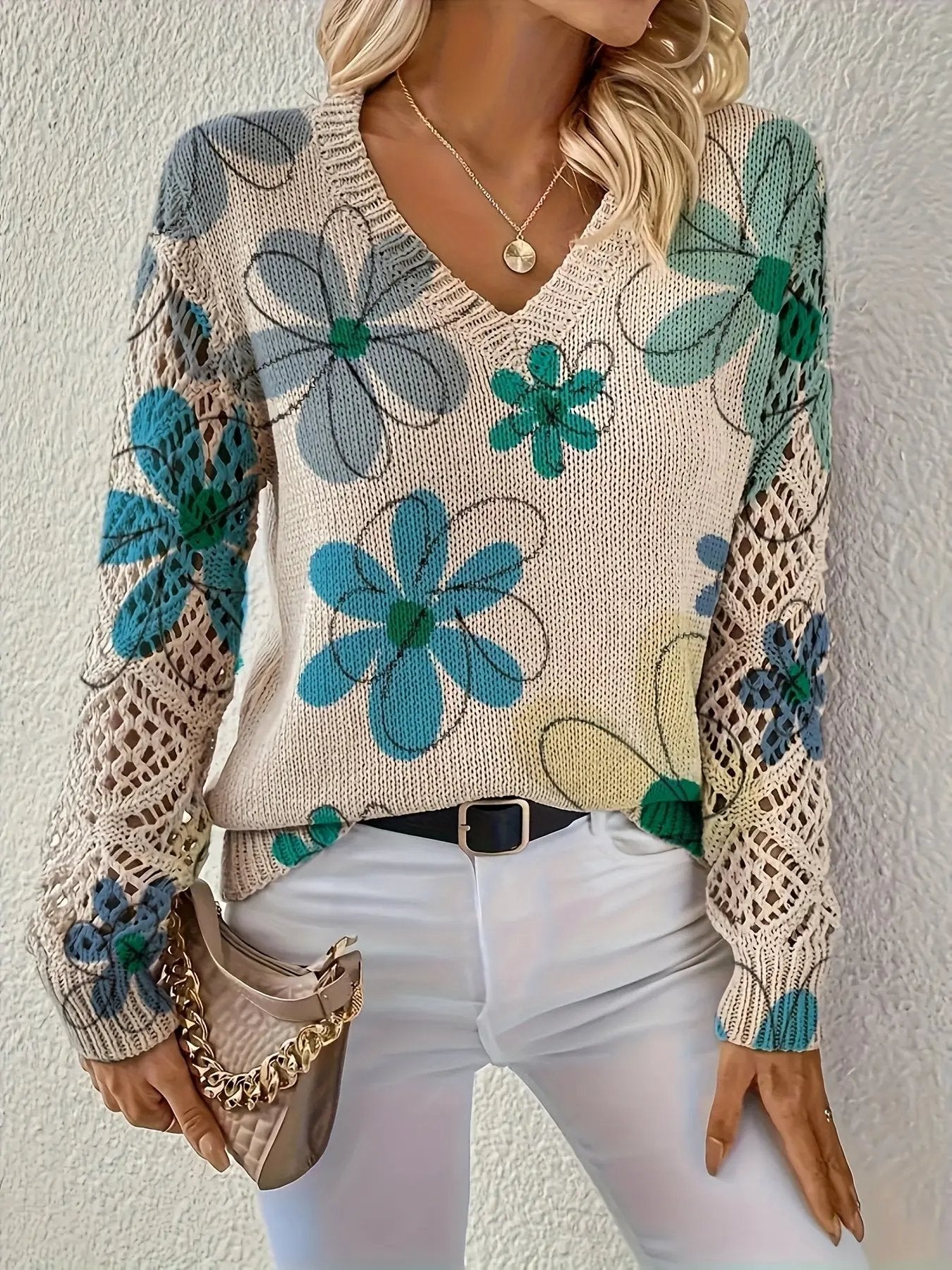 WOMEN’S ELEGANT V-NECK SWEATER ALL SEASON SOLELII
