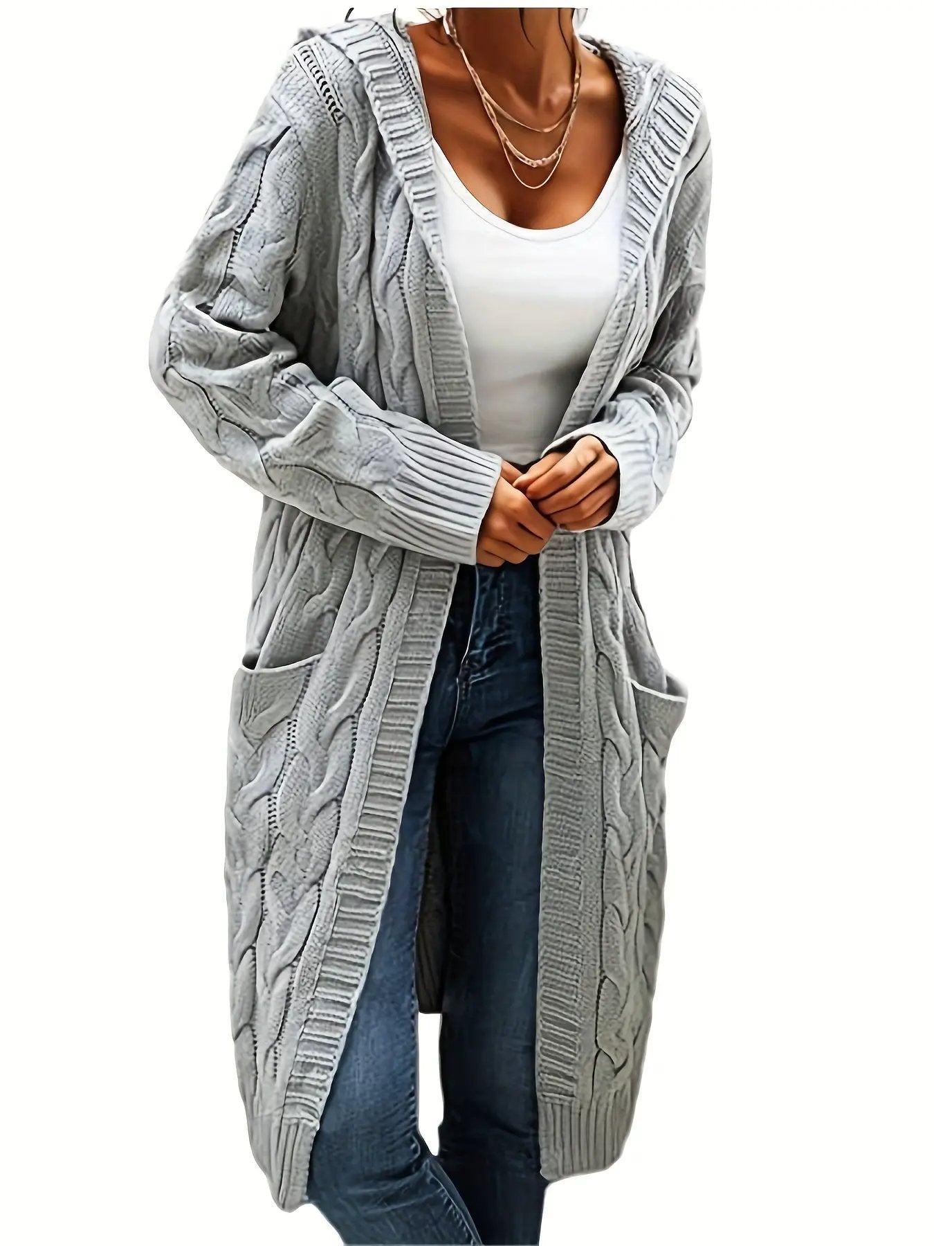 WOMEN’S MID-LENGTH HOODED KNIT CARDIGAN SOLELII
