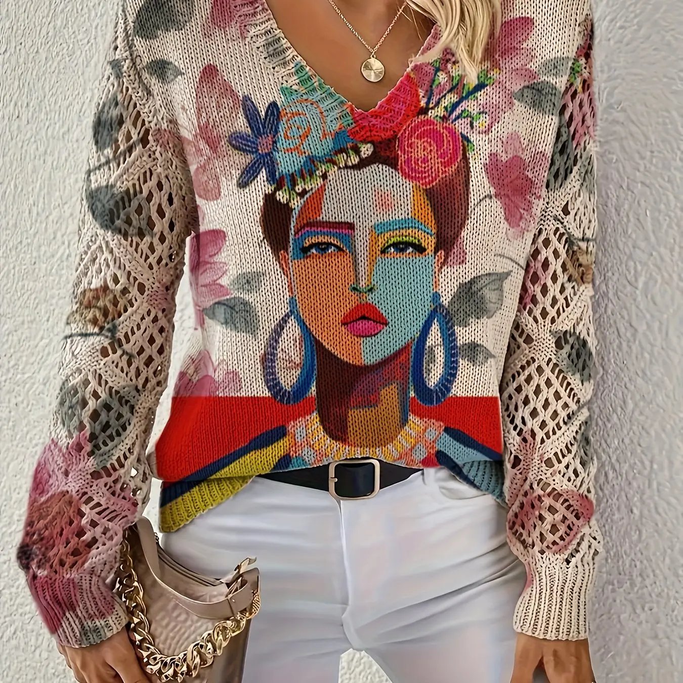 WOMEN’S BOHEMIAN V-NECK PRINTED TOP SOLELII