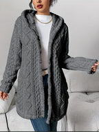 Women’s Hooded Jacquard Plush Cardigan SOLELII