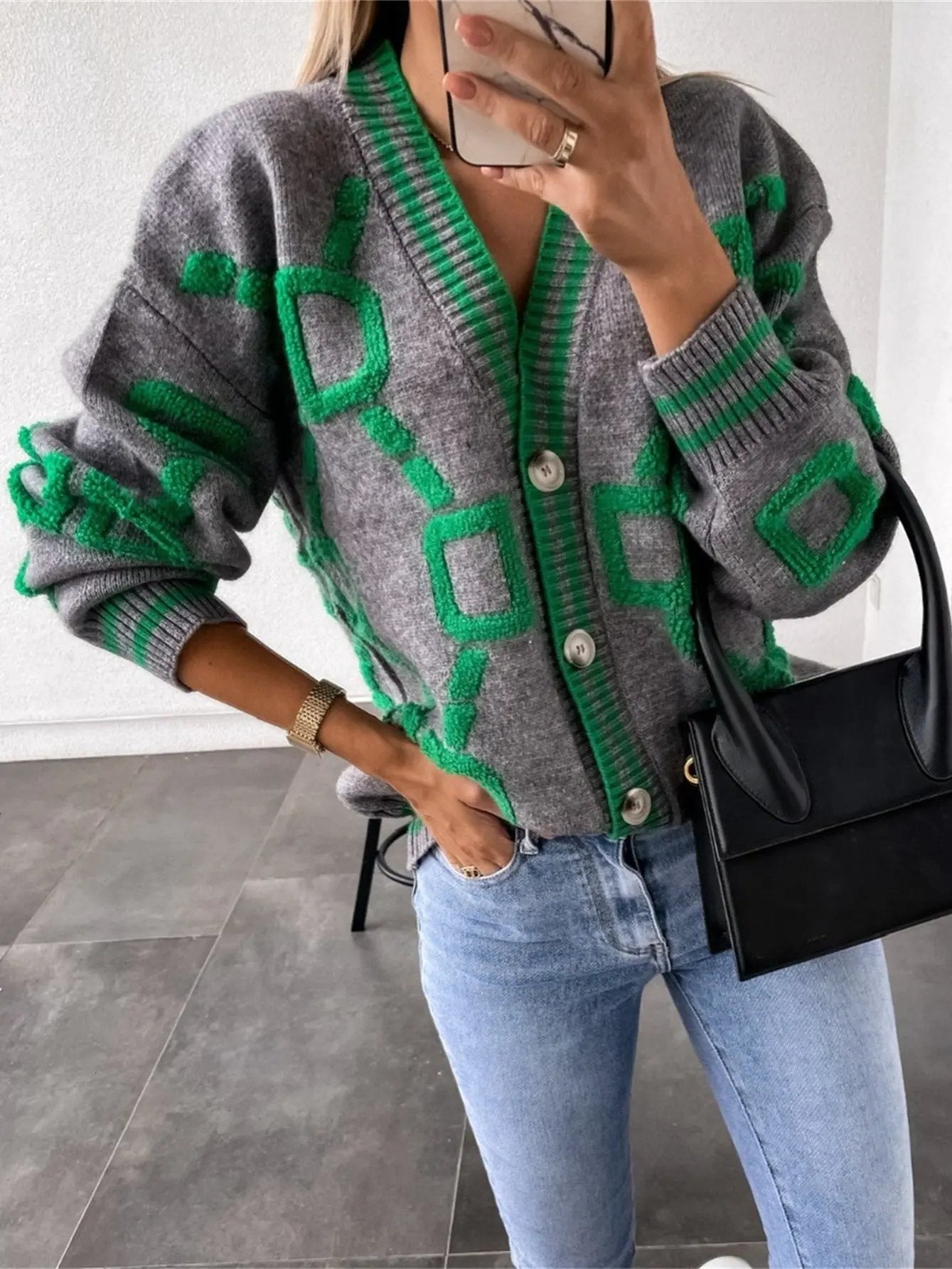 WOMEN’S COLOR BLOCK KNIT CARDIGAN SOLELII