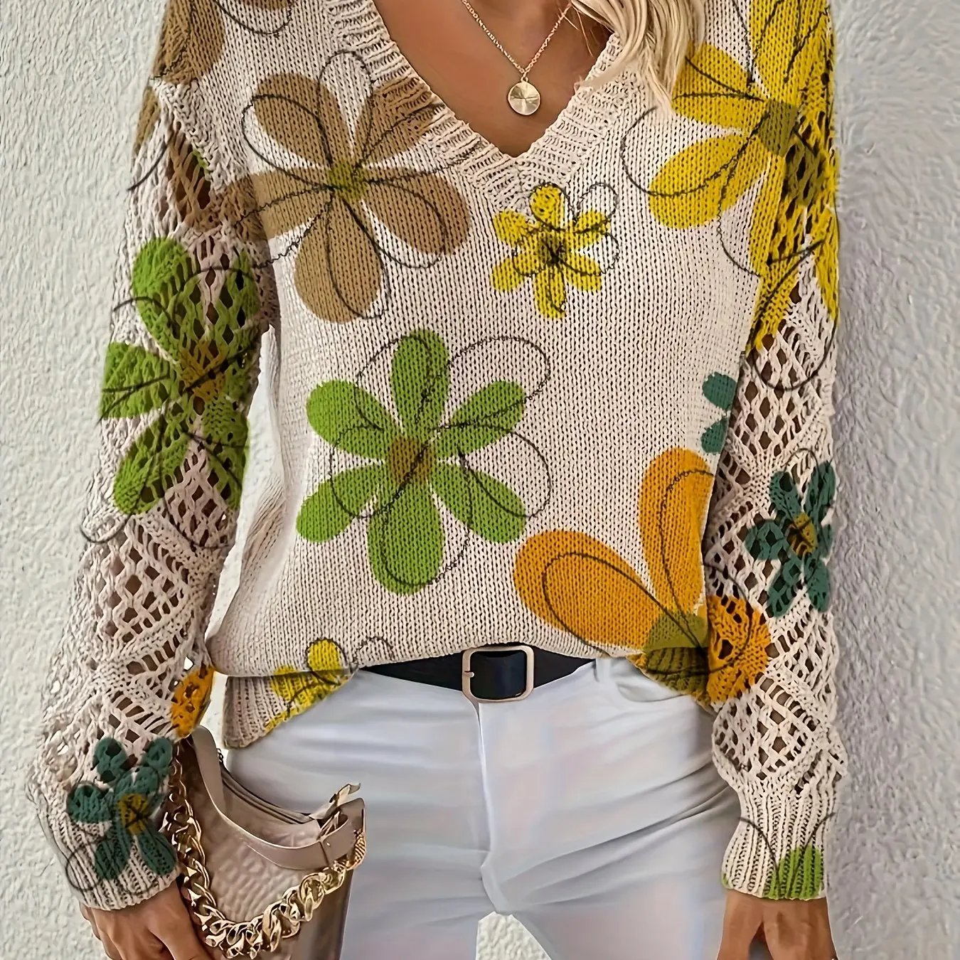 WOMEN’S ELEGANT V-NECK SWEATER ALL SEASON SOLELII