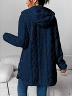 Women’s Hooded Jacquard Plush Cardigan SOLELII