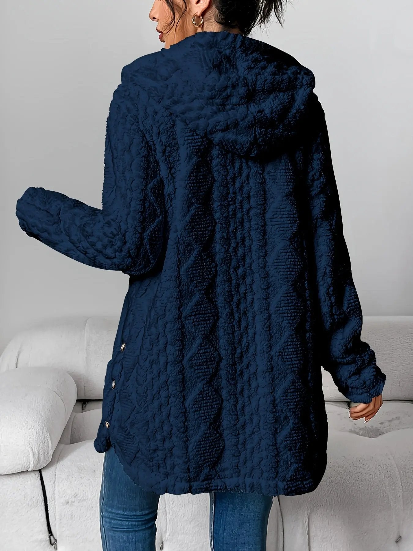 Women’s Hooded Jacquard Plush Cardigan SOLELII