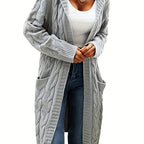 WOMEN’S MID-LENGTH HOODED KNIT CARDIGAN SOLELII
