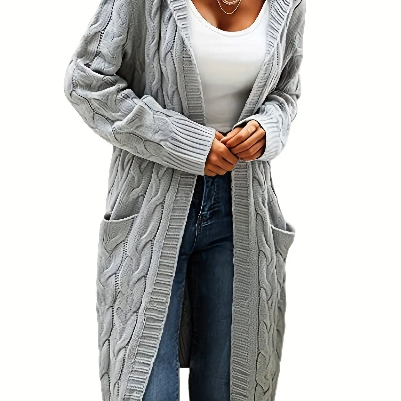 WOMEN’S MID-LENGTH HOODED KNIT CARDIGAN SOLELII