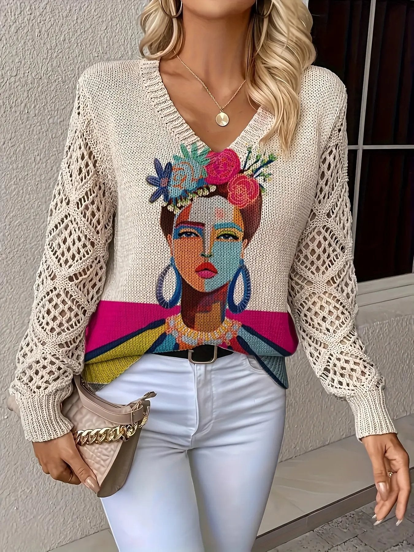 WOMEN’S BOHEMIAN V-NECK PRINTED TOP SOLELII