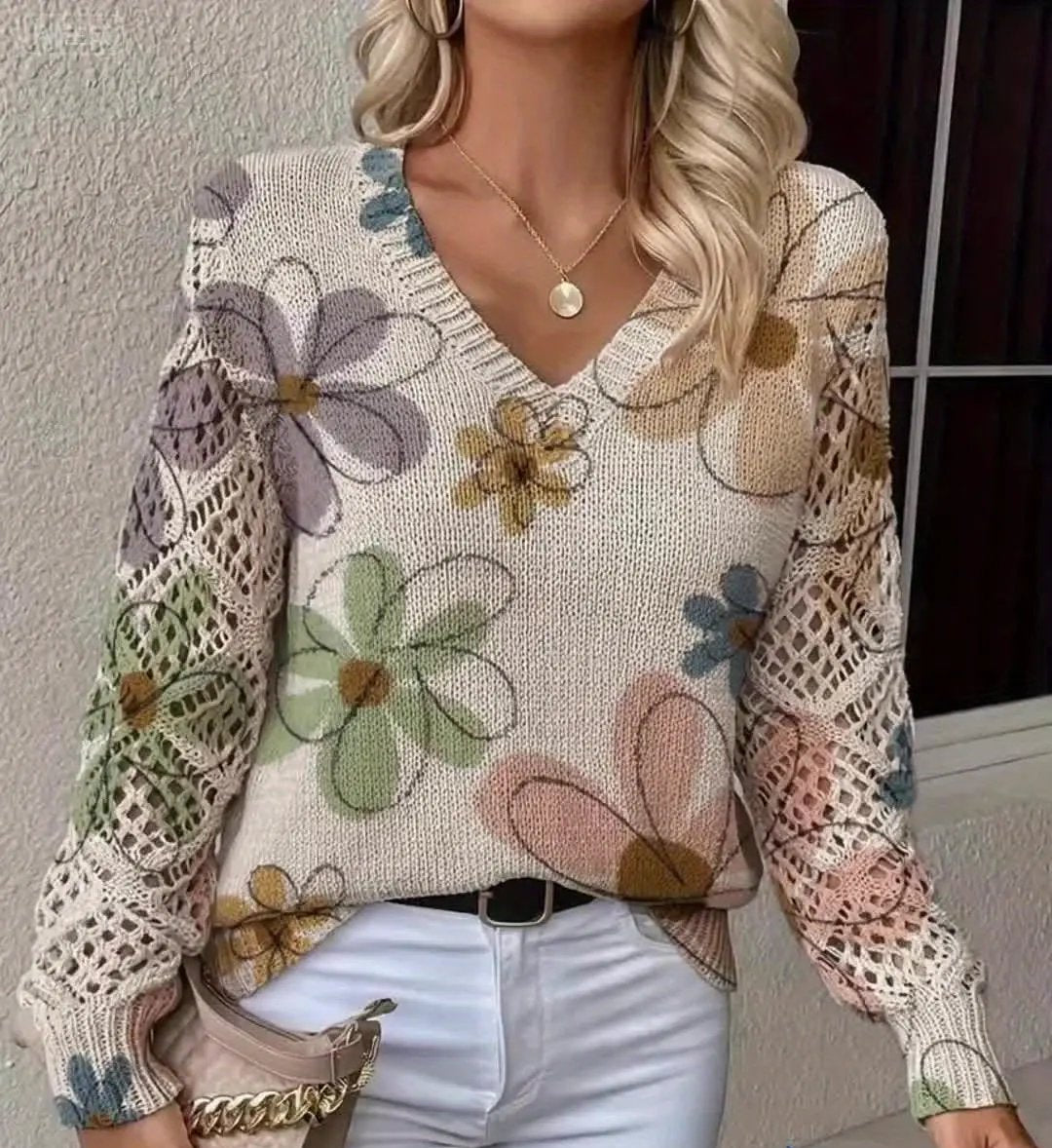 WOMEN’S ELEGANT V-NECK SWEATER ALL SEASON SOLELII
