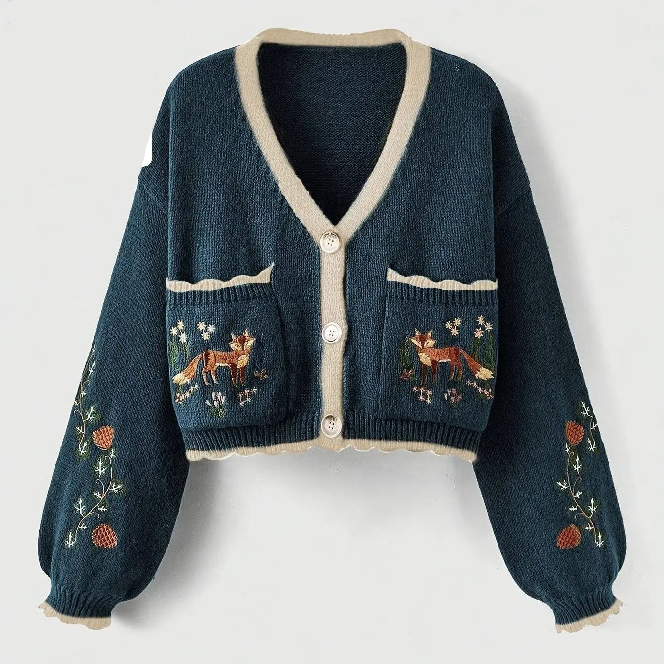 WOMEN’S EMBROIDERED COLOR BLOCK CARDIGAN SOLELII