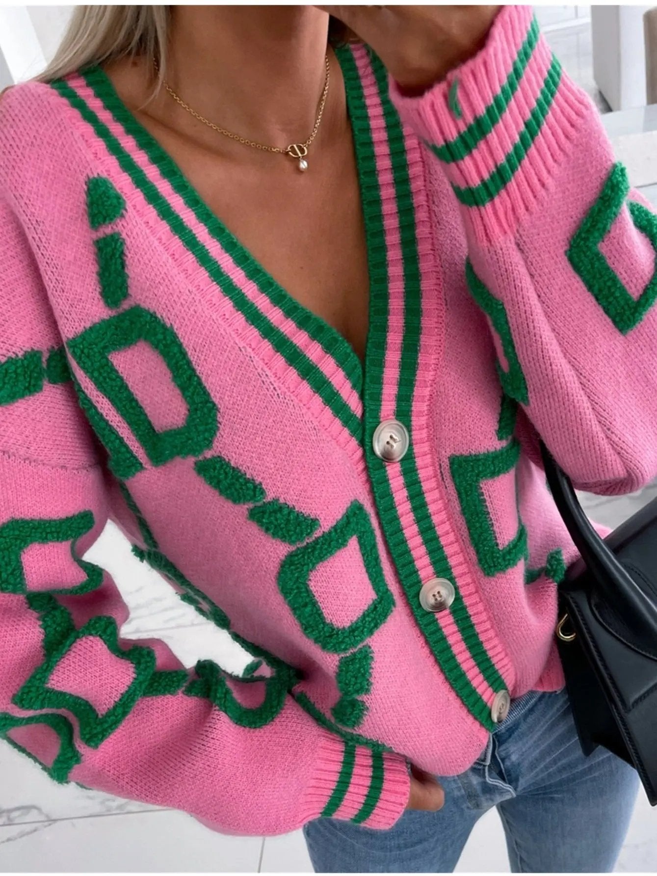 WOMEN’S COLOR BLOCK KNIT CARDIGAN SOLELII