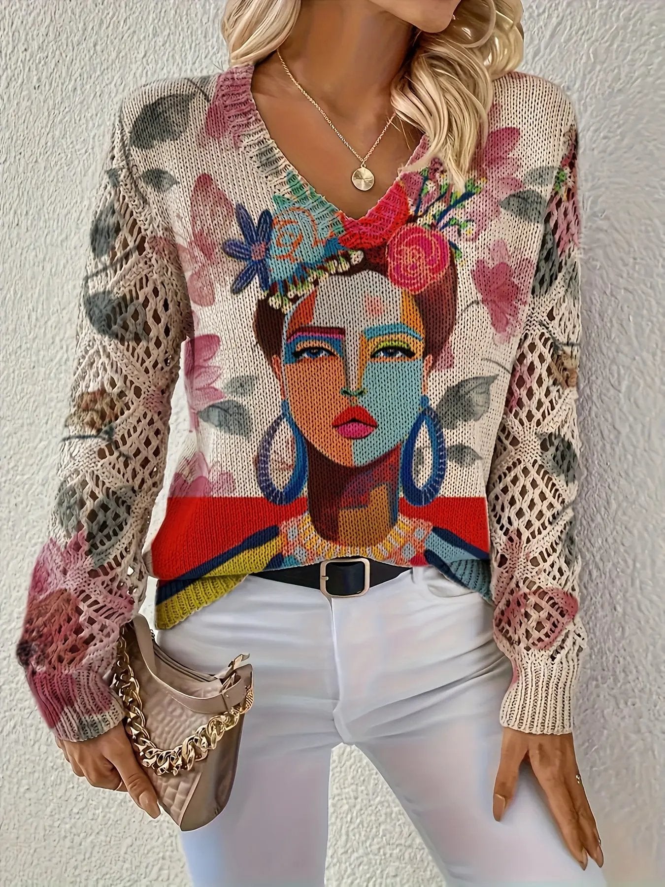 WOMEN’S BOHEMIAN V-NECK PRINTED TOP SOLELII