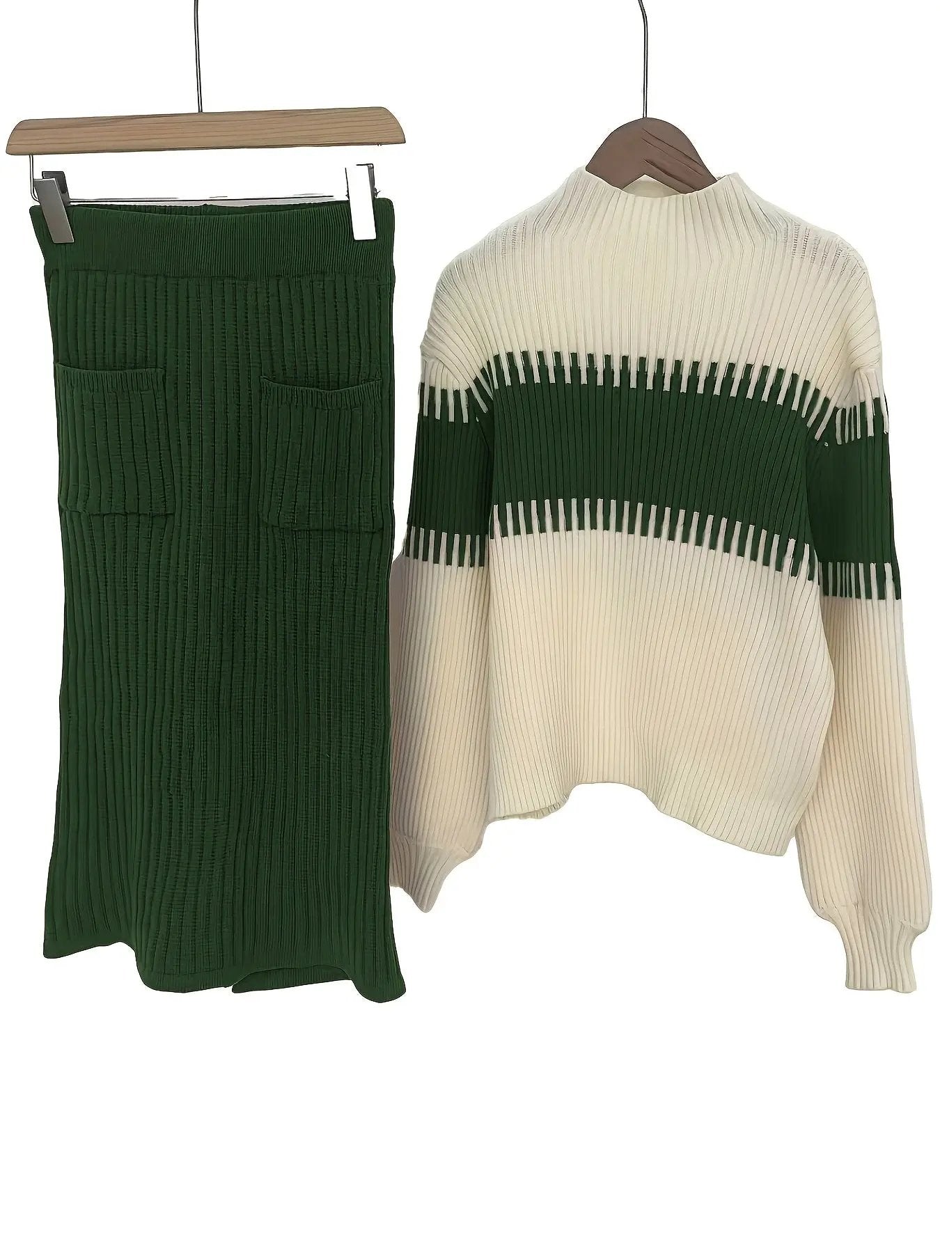 WOMEN’S COLOR BLOCK KNIT SWEATER SET SOLELII