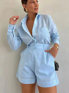 ELEGANT SHIRT AND SHORTS SET SOLELII