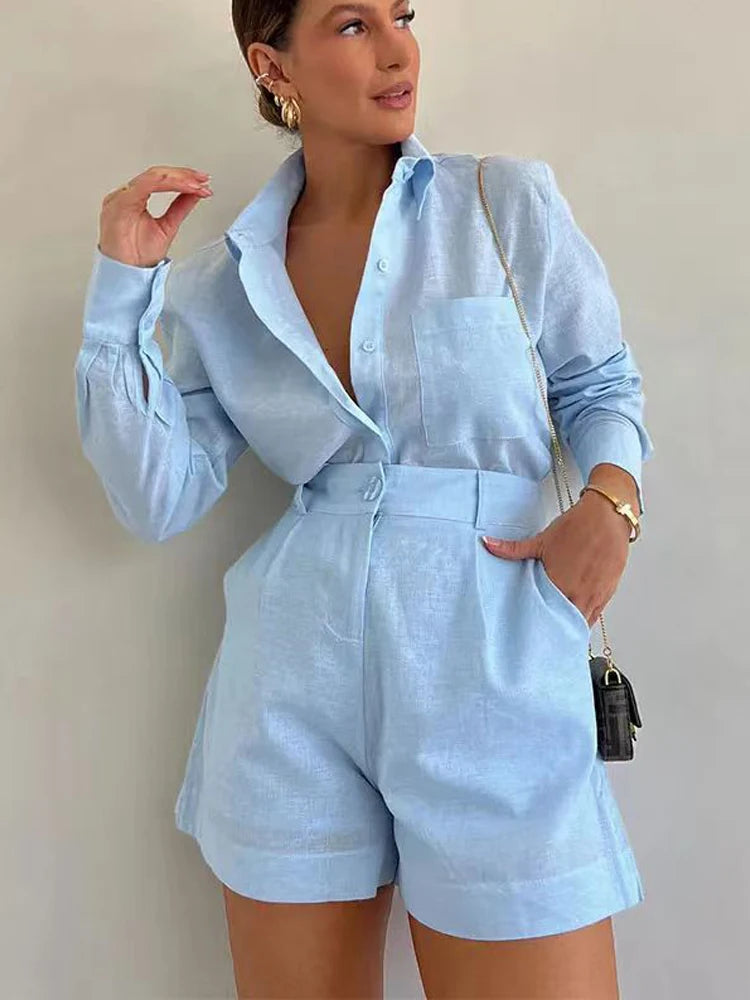 ELEGANT SHIRT AND SHORTS SET