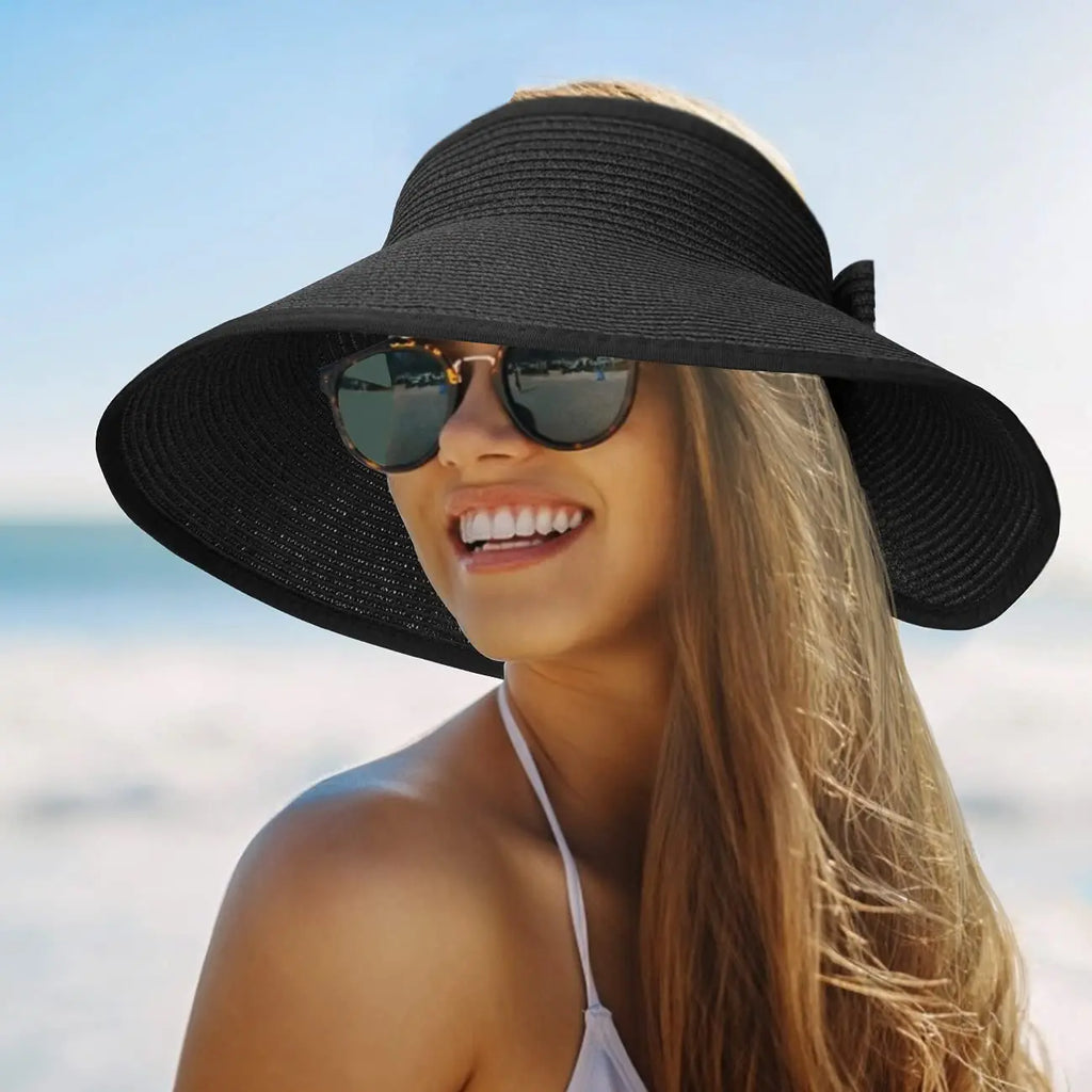 SUMMER FOLDABLE STRAW VISOR HAT
