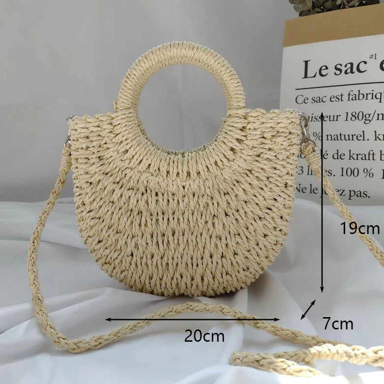 HANDWOVEN HALF-MOON STRAW BAG