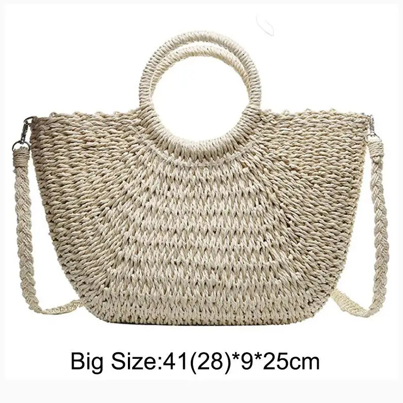HANDWOVEN HALF-MOON STRAW BAG