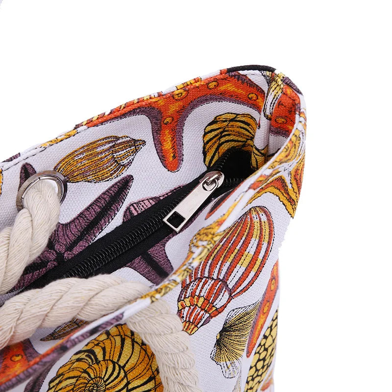 CANVAS BEACH BAG WITH PRINT