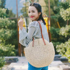 VINTAGE ROUND BEACH STRAW BAG SOLELII