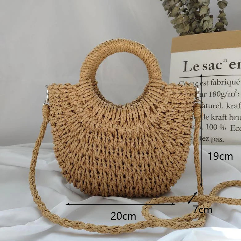 HANDWOVEN HALF-MOON STRAW BAG