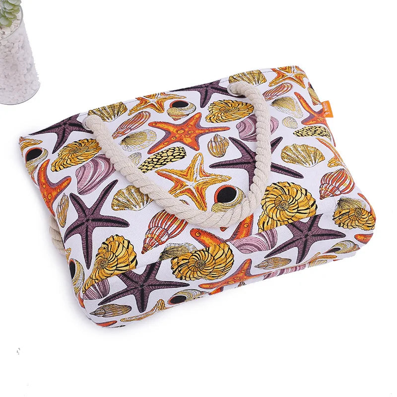 CANVAS BEACH BAG WITH PRINT
