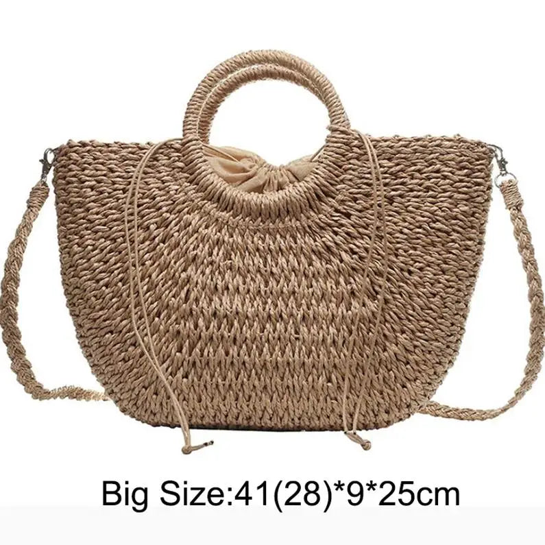 HANDWOVEN HALF-MOON STRAW BAG