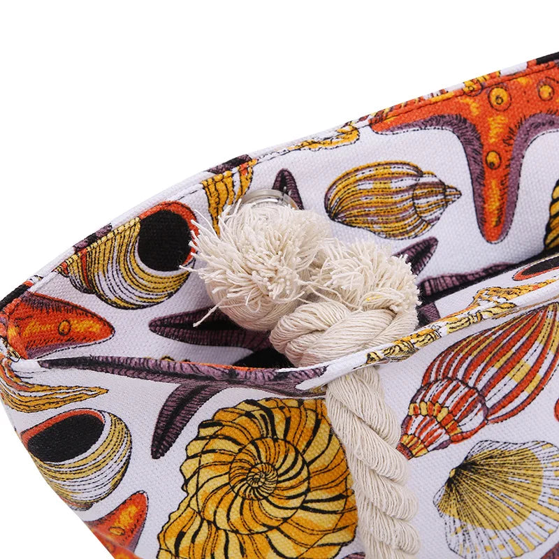 CANVAS BEACH BAG WITH PRINT