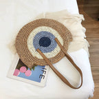 WOVEN ROUND STRAW ZIPPER BAG SOLELII