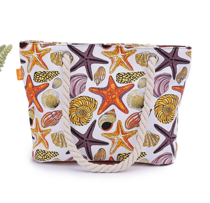 CANVAS BEACH BAG WITH PRINT