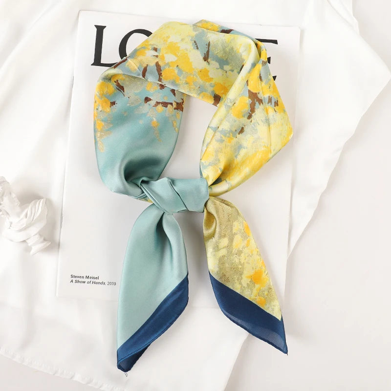 LUXURY PLAID SILK-LIKE SQUARE SCARF