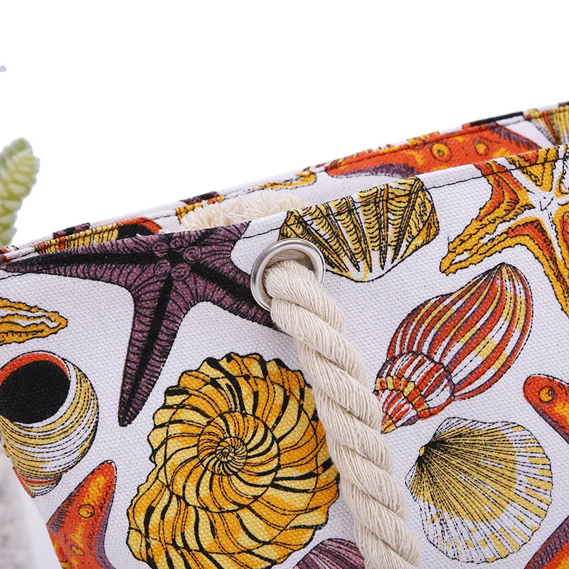 CANVAS BEACH BAG WITH PRINT