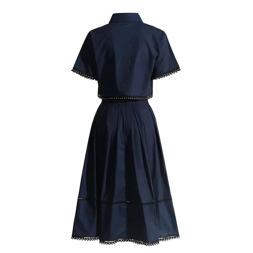 SHORT-SLEEVED SHIRT WITH COLLAR AND HIGH-WAISTED A-LINE SKIRT SET SOLELII