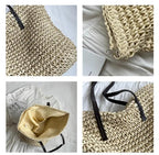LUXURY STRAW WOVEN TOTE BAG SOLELII