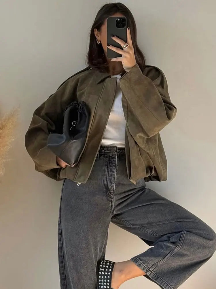 VINTAGE CASUAL SUEDE JACKET