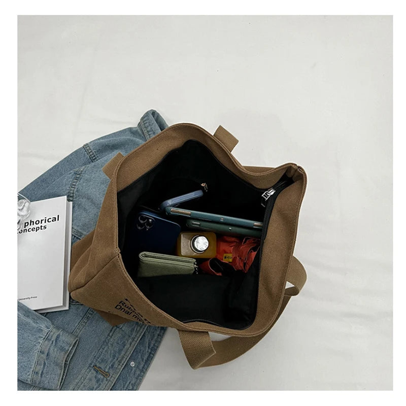 CLASSIC CANVAS ZIPPER TOTE BAG
