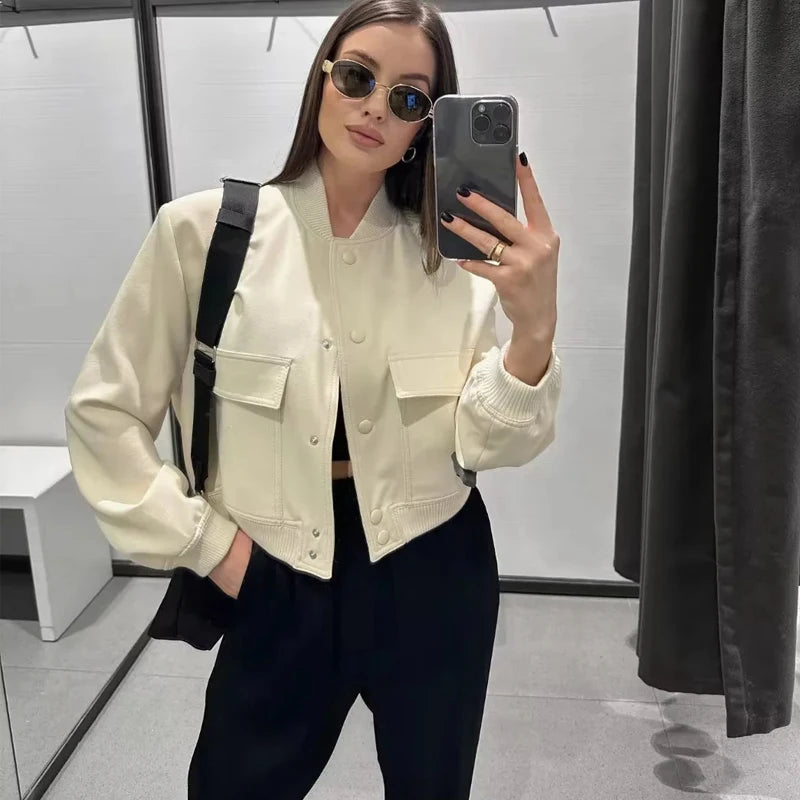WOMEN'S CROPPED BOMBER JACKET