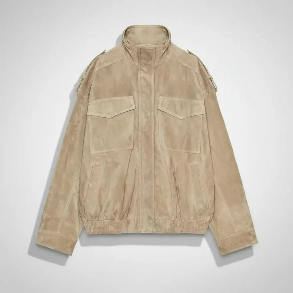 WOMEN’S SHORT SUEDE JACKET ZIPPER POCKETS SOLELII