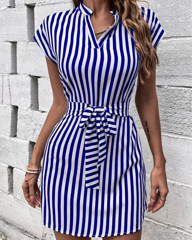 WOMEN CASUAL SLEEVELESS STRIPED DRESS