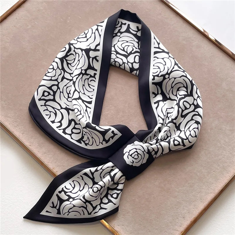 SATIN SILK PRINT NECKERCHIEF SCARF