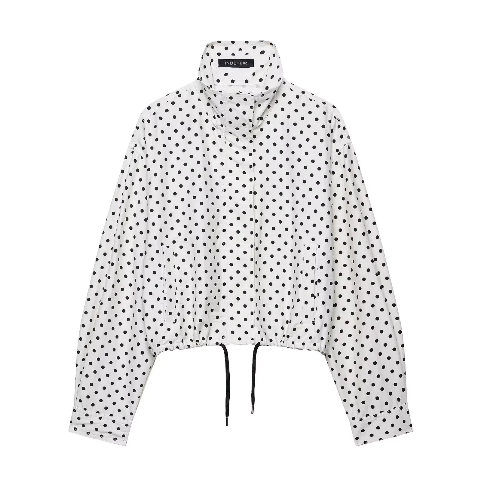 POLKA DOT ZIPPER JACKET WITH TURTLENECK